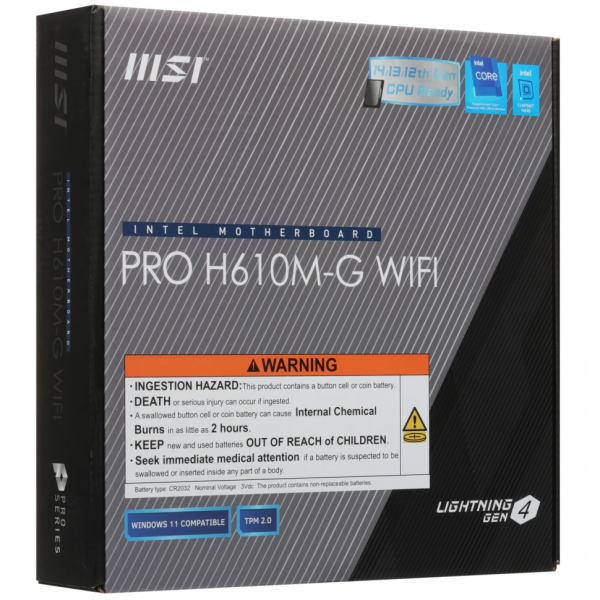 Материнская плата LGA1700 MSI PRO H610M-G WIFI DDR5
