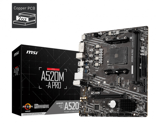 Материнская плата AM4 MSI A520M-A PRO