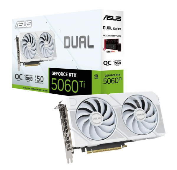Видеокарта RTX5060Ti 16Gb ASUS DUAL OC White DUAL-RTX5060TI-O16G-WHITE