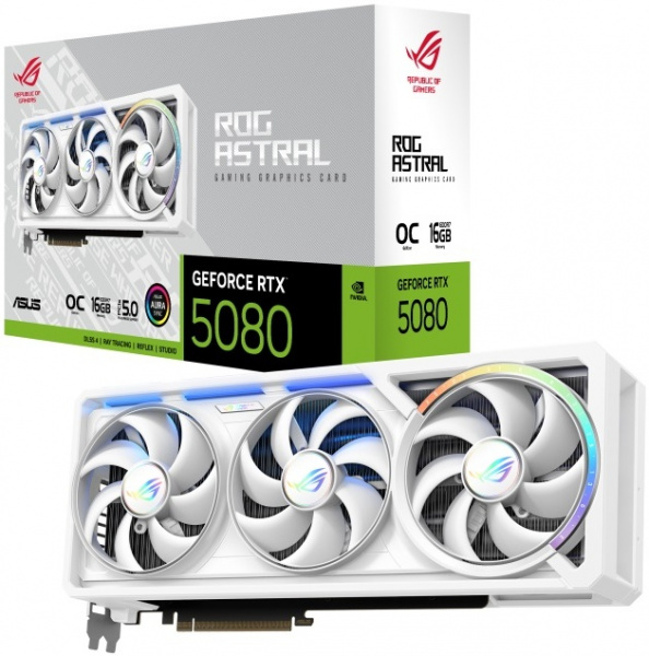 Видеокарта RTX5080 16Gb Asus ROG Astral WHITE OC Edition ROG-ASTRAL-RTX5080-O16G-WHITE