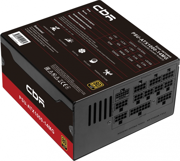 Блок питания 1000W CBR ATX 80+ Gold PSU-ATX1000-14MG