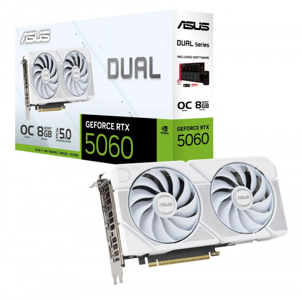 Видеокарта RTX5060 8Gb ASUS DUAL OC WHITE DUAL-RTX5060-O8G-WHITE