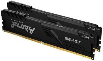Модуль памяти DDR4 16GB (2x8GB) 3200MHz Kingston FURY Beast Black KF432C16BBK2/16