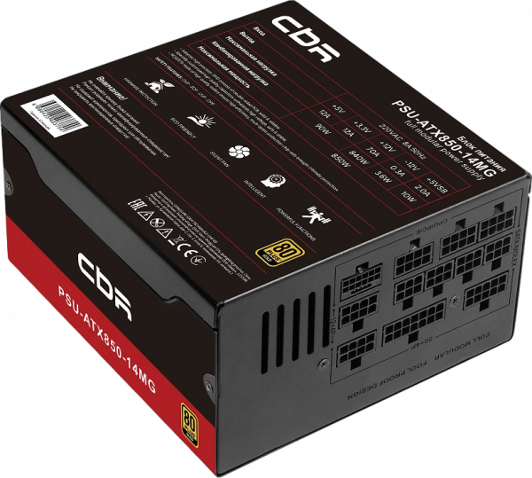 Блок Питания CBR ATX 850W 80+ Gold PSU-ATX850-14MG