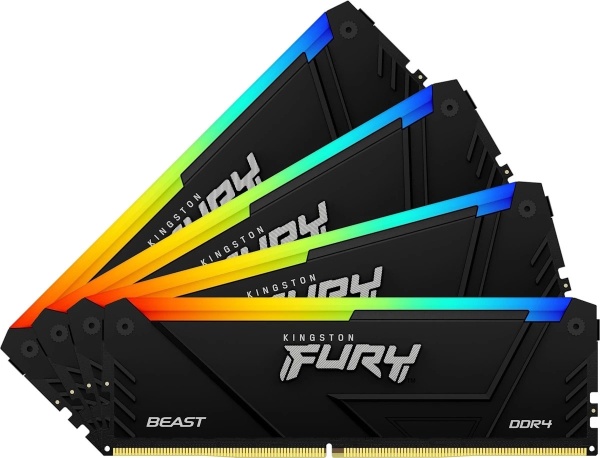 Модуль памяти DDR4 128Gb (32Gbx4) 3600MHz Kingston FURY Beast RGB KF436C18BB2AK4/128