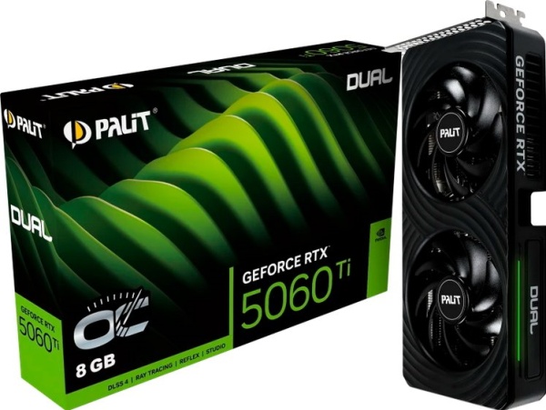 Видеокарта RTX5060Ti 8Gb Palit DUAL OC NE7506TT19P1-GB2062D
