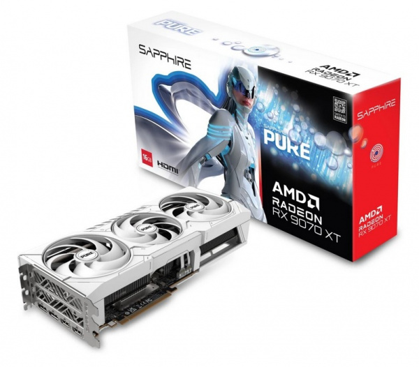 Видеокарта RX9070XT 16Gb Sapphire PURE OC 11348-02-20G White